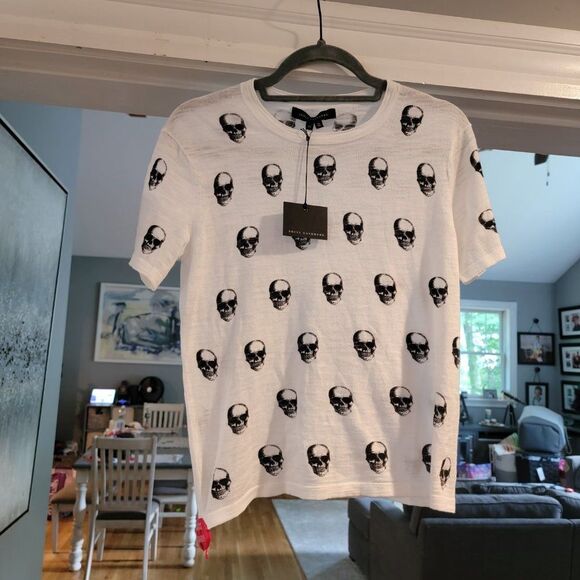 Skull Cashmere Women White & Black Sybil Crew-Neck Pullover Linen Tee Si… - Picture 6 of 13